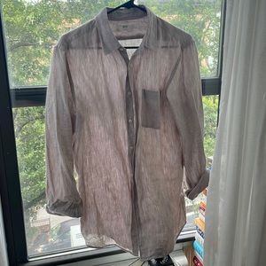 Tan Uniqlo Linen Shirt